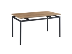 Mesa de comedor Hemnes rectangular 6 personas acero MDF 140x80x75 cm - Efecto roble Negro [EN.CASA]