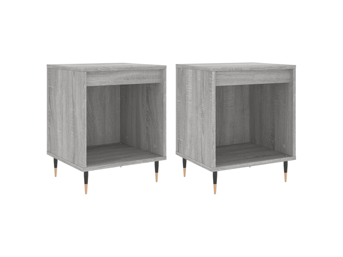 Maison Exclusive - Mesita De Noche 2 Uds Madera Ingeniería Gris Sonoma 40x35x50 Cm