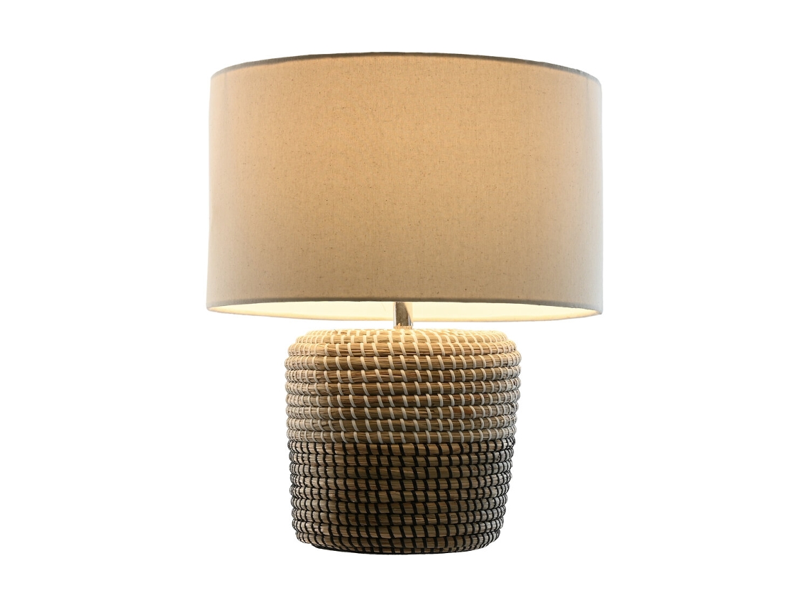 Lampara Sobremesa Seagrass Lino Blanco 38x38x47cm