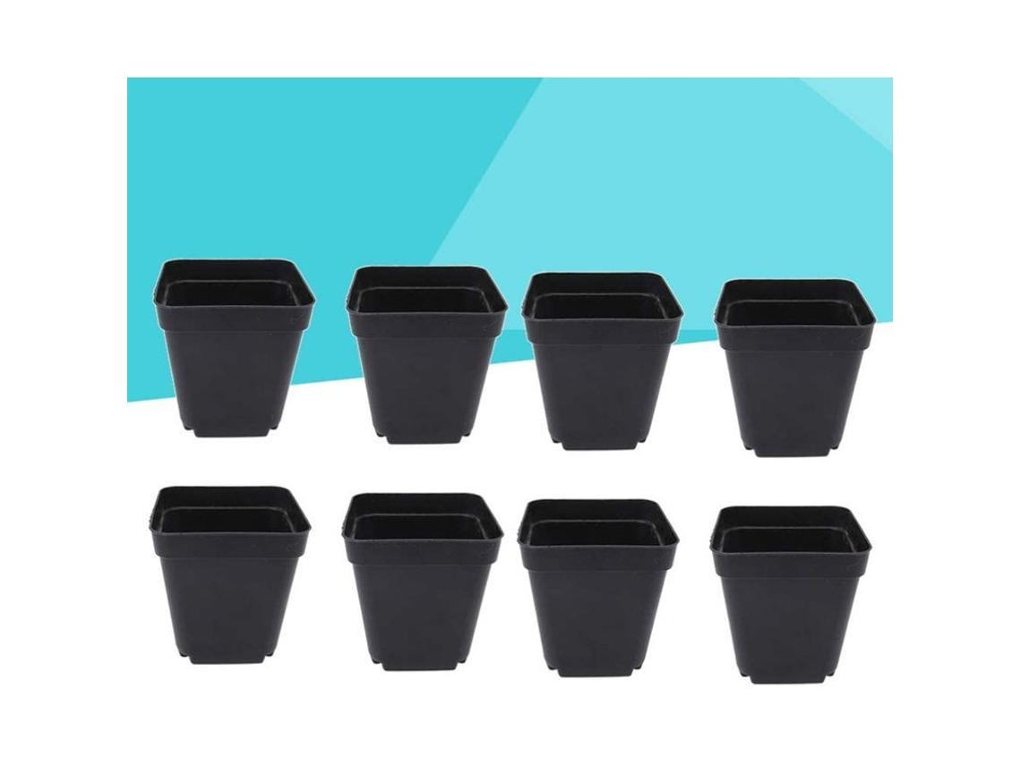 50 Macetas Quadradas De Plástico Para Plantas Com Buracos De Drenagem 6x6x6.5cm Preto Interior Exterior