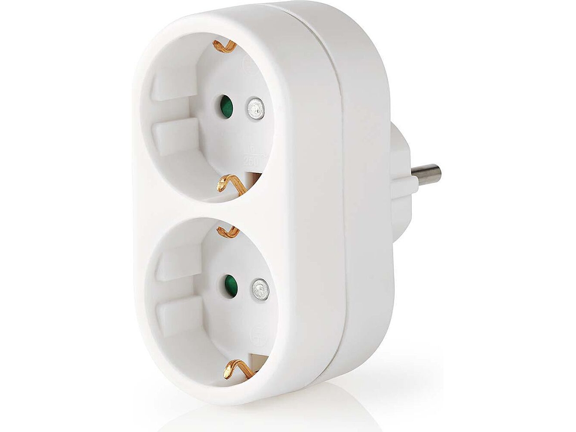 Enchufe Schuko Doble 250Vac 16A 2Pt Blanco Psspl200F1Wt NEDIS
