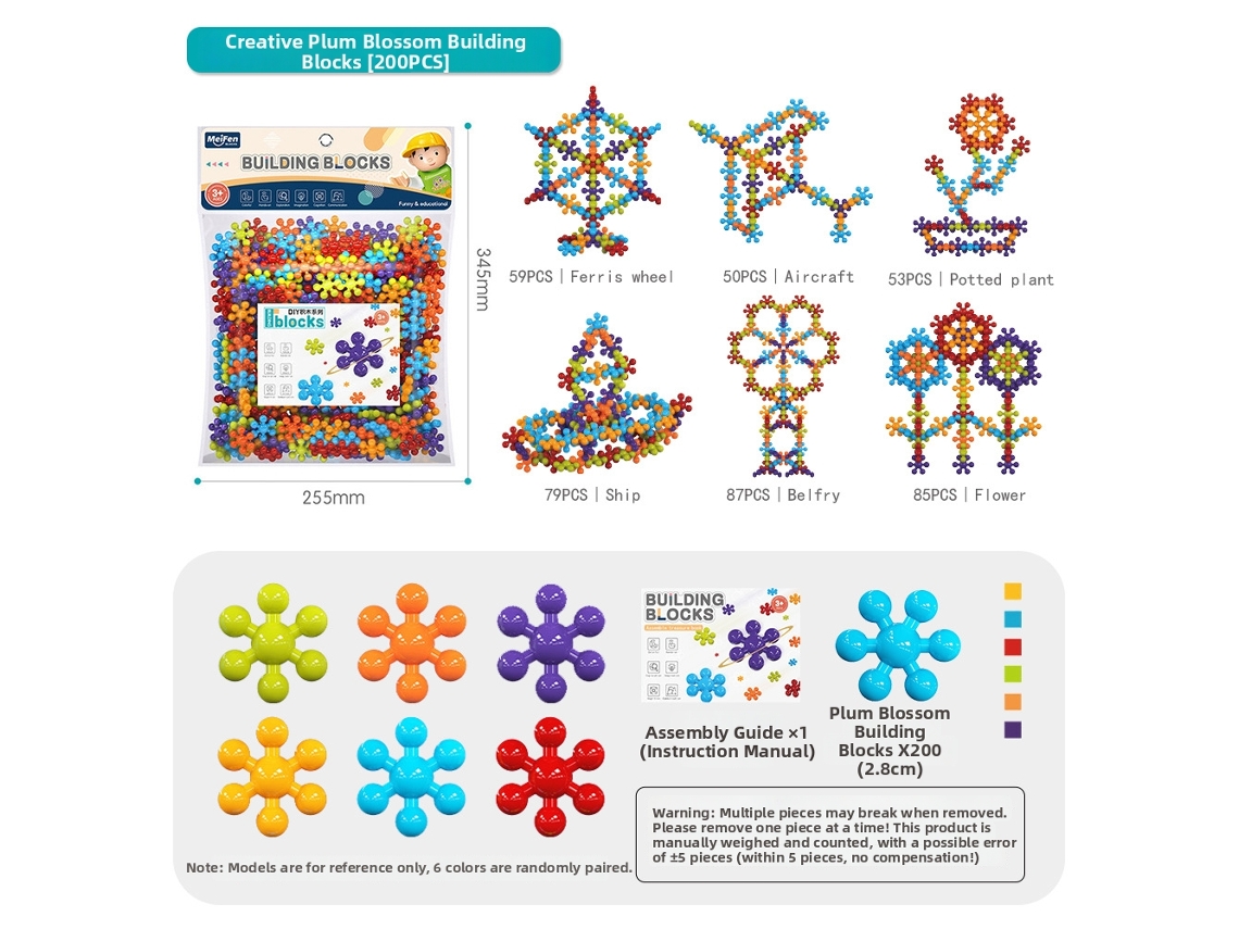 Set De Construcción Henten Home, 200 Piezas Juguetes Educativos De Construcción Material Plástico Seguro