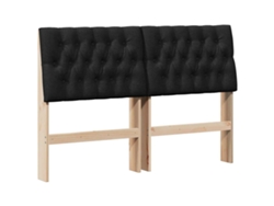 Cabecero tapizado negro con madera maciza de pino MAISON EXCLUSIVE (135x0x0 cm)