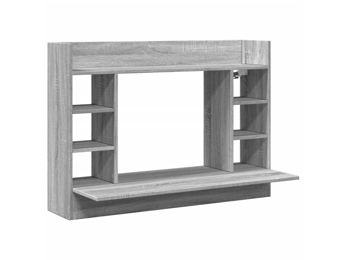 Escritorio de pared derivado de madera gris Sonoma