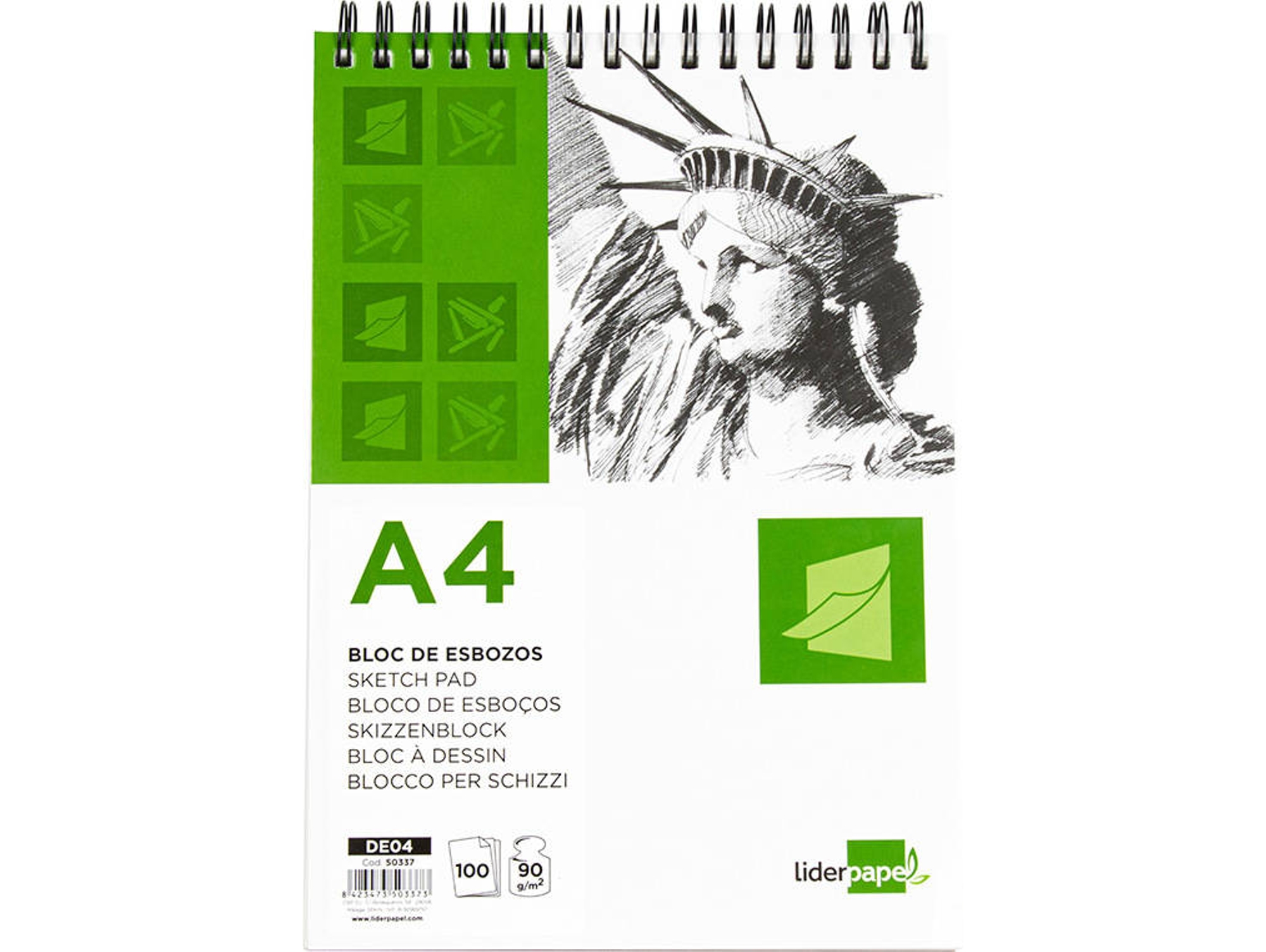 Bloc de Notas LIDERPAPEL Din (A4 - 100 Hojas - 21x29.7cm)