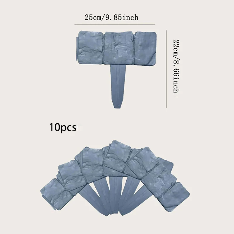 (10 Piezas) Valla De Jardín, Estacas De Soporte Para Plantas De Imitación De Piedra, Valla Para Césped Y Patio (hágalo Usted Mismo)