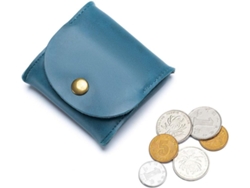 Monedero De Cuero Pu Con Cremallera - Bolsa Pequeña Y Compacta - Azul
