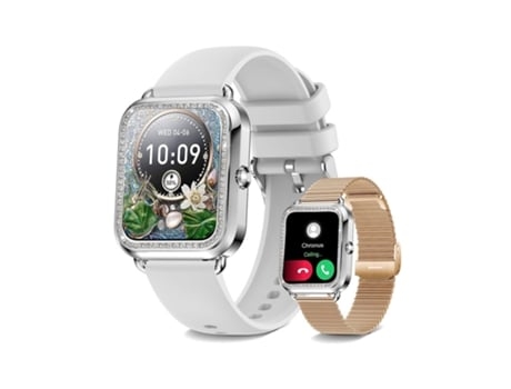 Smartwatch 1 57 Pulgadas Podómetro Reloj Mujer HD Pantalla Táctil Completa Android/Ios Gris AUJEZON