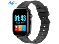 (negro) Reloj Inteligente 4g Para Personas Mayores Con Monitor De Frecuencia Cardíaca Y Temperatura, Localizador Y Rastreador