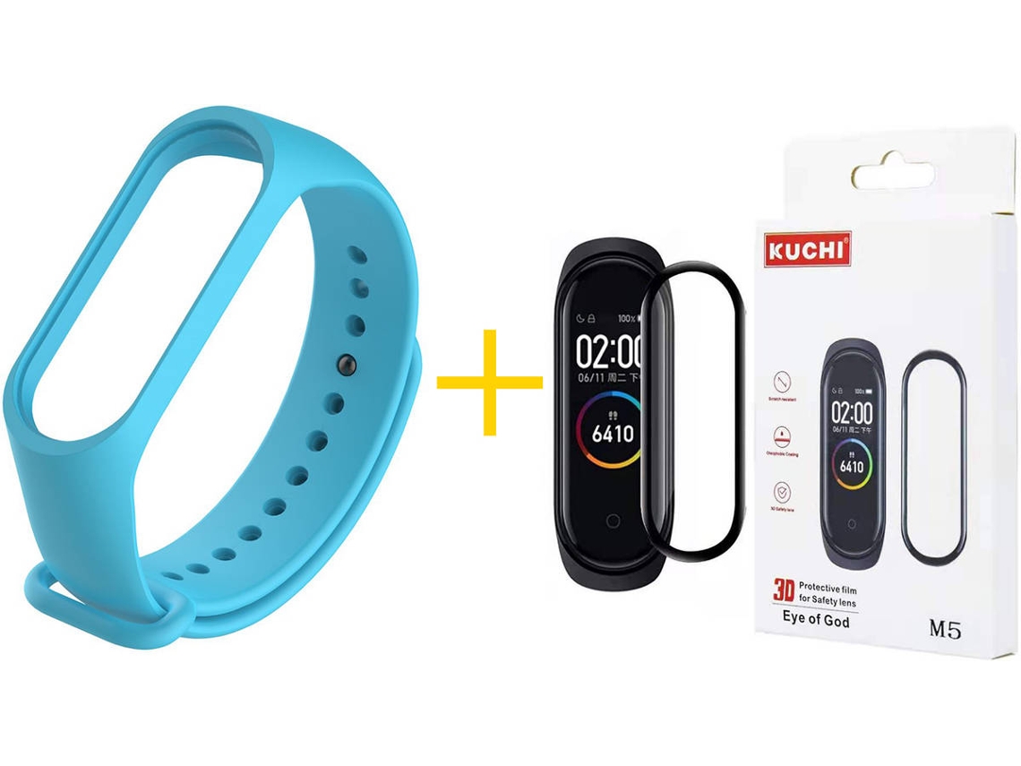 Correa + Protector Xiaomi Mi Band 5 KUCHI Silicona (Azul Claro)