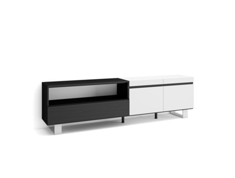 Mueble TV Televisión 200x57x35cm Para TV hasta 80 Diseño industrial Blanco y negro