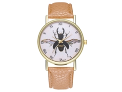 Reloj De Pulsera Analógico Para Pareja Con Correa De Pu, Movimiento De Cuarzo De Moda (beige)