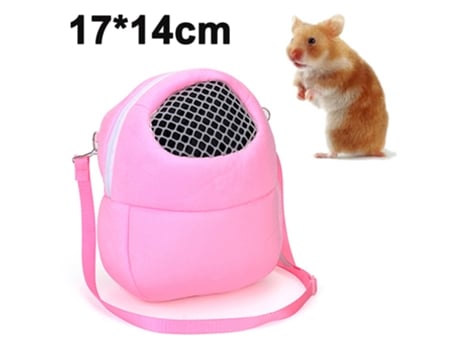 Bolsa de transporte para mascotas, hamsters, portátil, transpirable, con bandolera para mascotas pequeñas, erizos, Rosa Pequeña ZMDECQNA