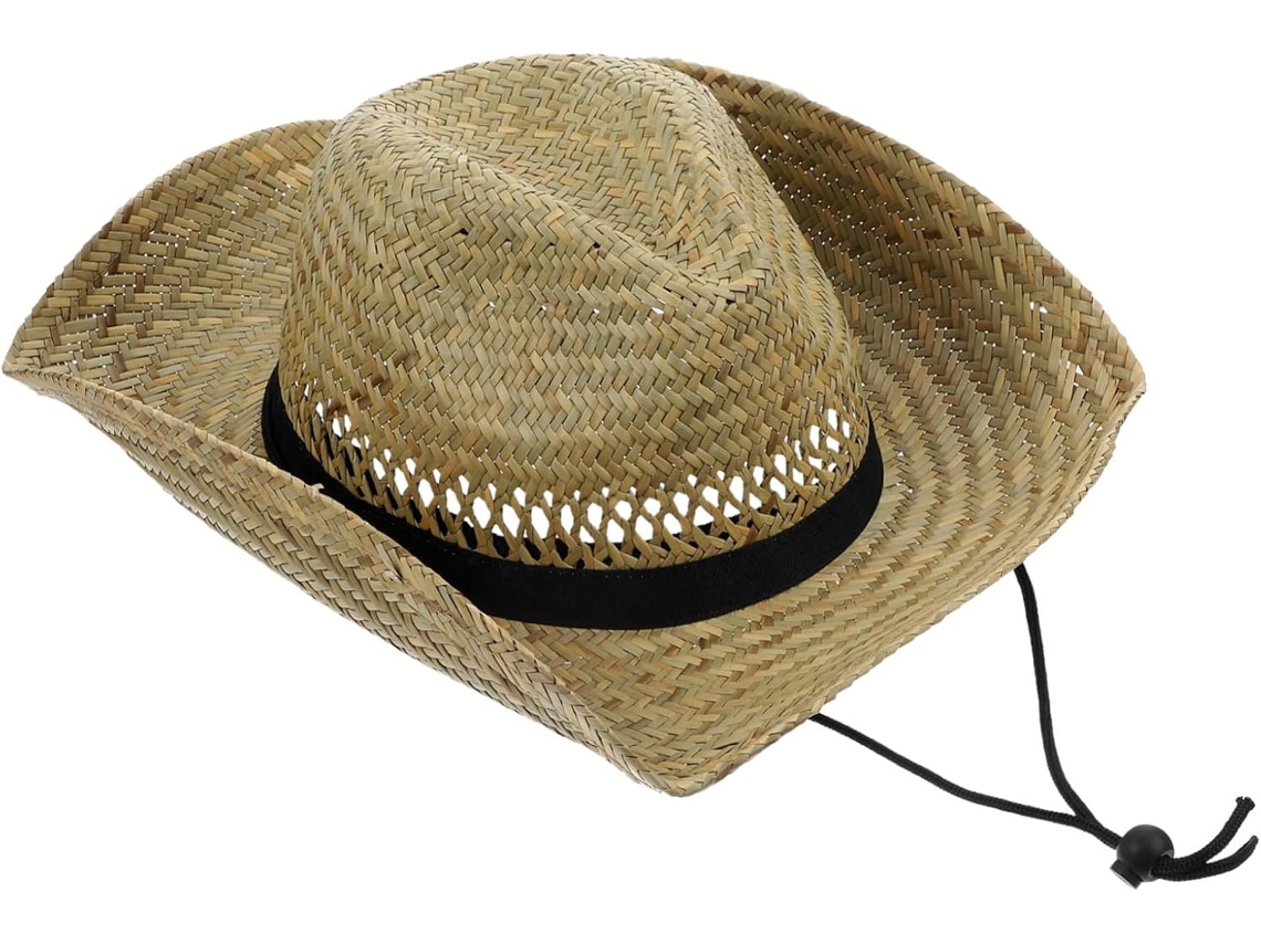 Sombrero De Paja De Vaquera Para Mujer Con Ala Curva Para Disfraz.