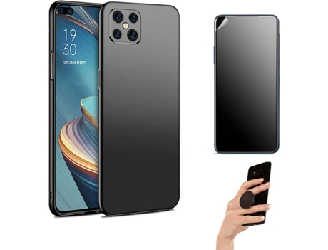 Carcasa y Protector de Pantalla Oppo Reno 4 Z 5G Negro