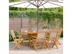 Sillas de jardín plegables DKD Home Decor de 6 piezas, tela/madera, gris parduzco
