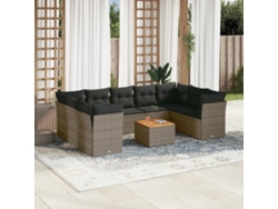 Conjunto de sofás de jardín de 10 piezas DKD Home Decor con cojines de mimbre gris