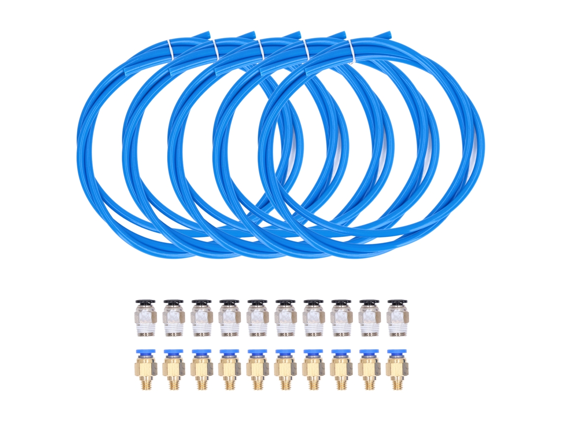 Juego De 5 Tubos De Ptfe + 20 Conectores Pc4-m6/m10 Para Accesorios De Impresoras 3d, Filamento De 1,75 Mm