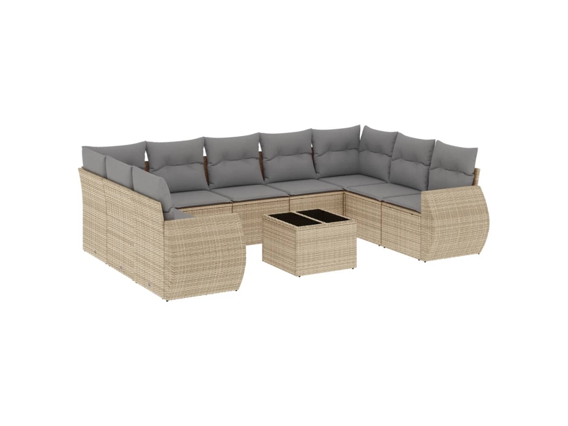 Maison Exclusive - Juego De Sofás Jardín Con Cojines Beige 10 Pzas Ratán Sintético