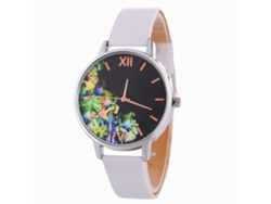 Reloj De Pulsera De Moda Para Mujer Con Correa De Cuero Y Movimiento De Cuarzo Blanco.