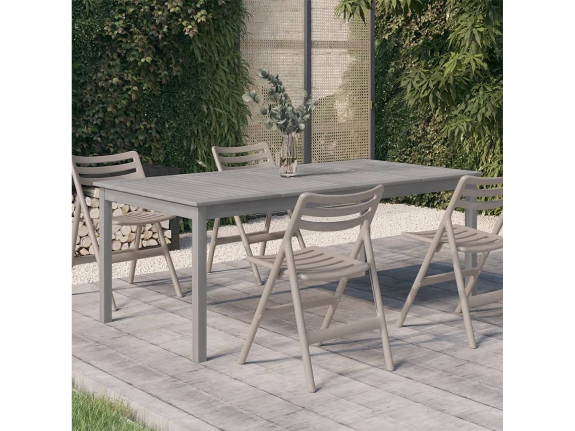 Mesa de Jardín LOVELY HOME Comedor Madera de Acacia Maciza Gris (200 x 100 x 75 cm)