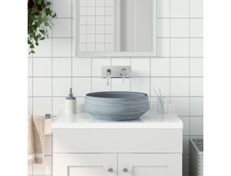 MAISON EXCLUSIVE Lavabo sobre encimera redondo cerámica gris Φ41x14 cm