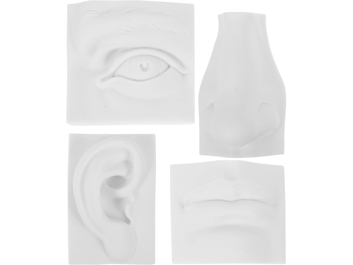 Juego De 4 Modelos De Yeso Para Entrenamiento En Dibujo Y Estudios De Líneas Artísticas.