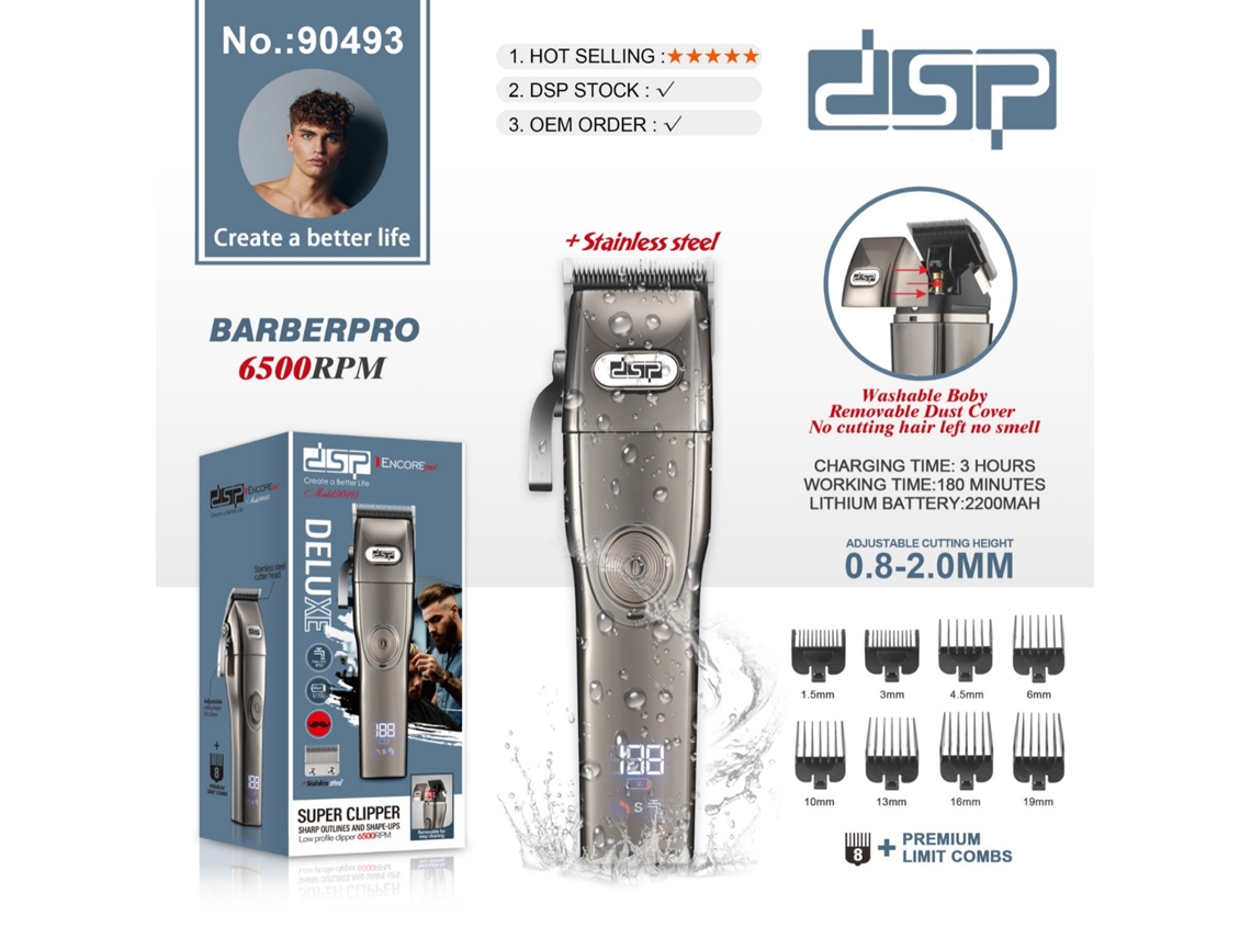 Máquina De Cortar Cabelo Elétrica Recarregável Via Usb, Silenciosa, Com Visor Digital De Energia.