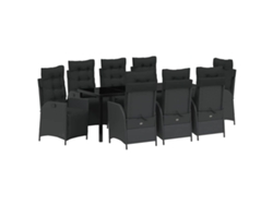 Maison Exclusive - Conjunto De Comedor De Jardín 9 Pcs Negro Ratán Sintético