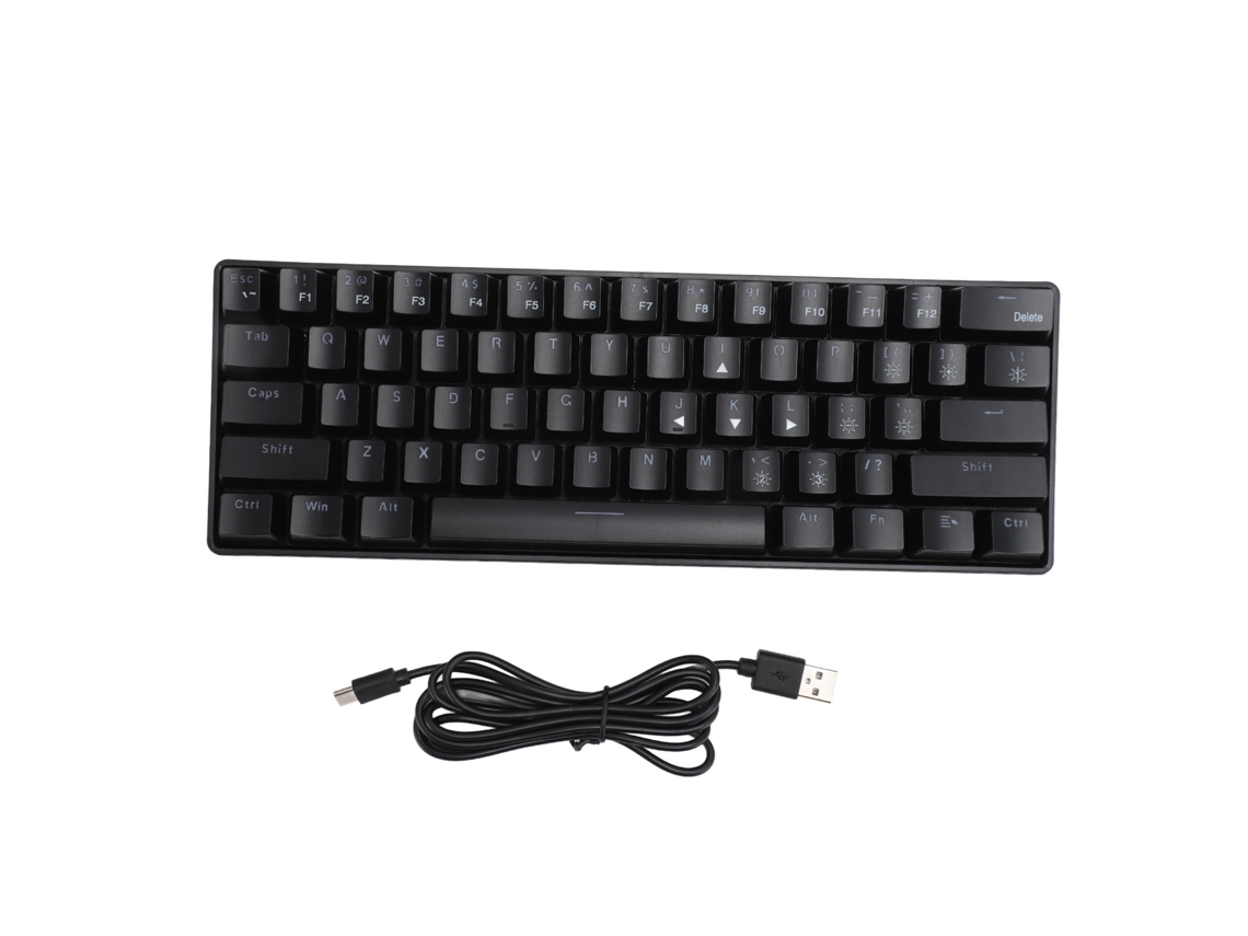 Teclado Mecánico De Modo Dual Con 61 Teclas, Interruptores Azules, Retroiluminación Rgb Para Windows, Color Negro.