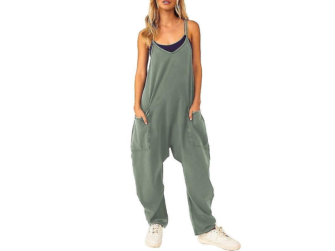 2026-monos Casual De Verano Sin Mangas Con Pantalones Anchos Y Bolsillos Grandes Para Mujer 18-24 Años Talla Holgada