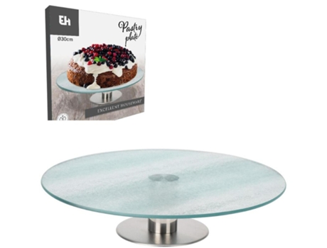 Plato tarta vidrio inox 30cm