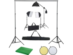 vidaXL Kit de estudio fotográfico con luces softbox, fondo y reflector