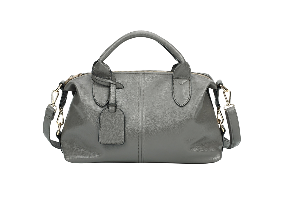 Bolso De Hombro Boston Para Mujer, De Piel Sintética Suave, Gran Capacidad, Ideal Para Viajes, Color Gris Oscuro.