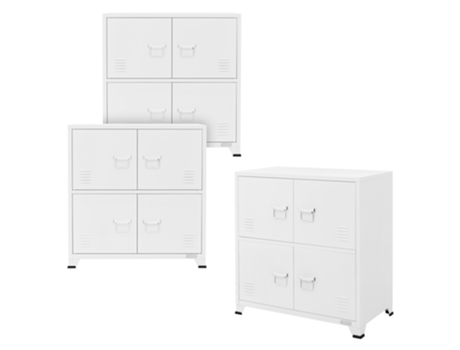 3x Archivadores de oficina metal blanco con 2 compartimentos 75x40x80,5cm ML-DESIGN
