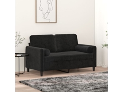 Sofá De 2 Plazas | Sofá De Salón | Sofá De Descanso Con Cojines Terciopelo Negro 120 Cm Wsd257860