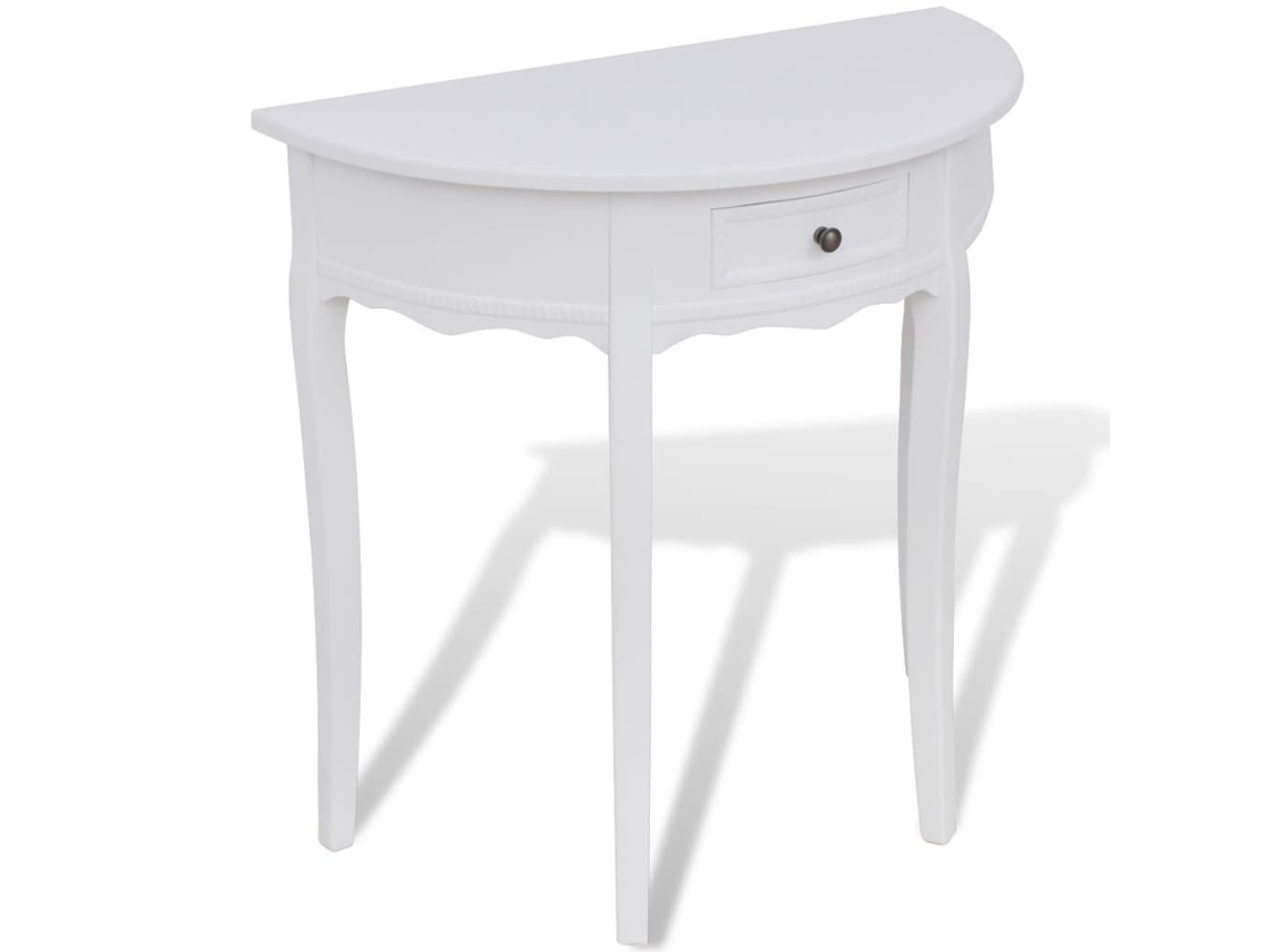 Consola de media luna con cajón en blanco, DKD HOME DECOR