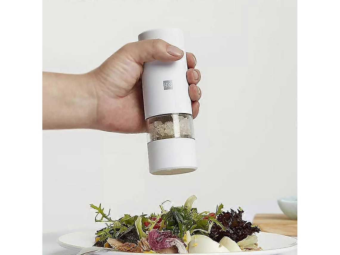 Molinillo eléctrico automático de pimienta y sal Huohou con luz LED, 5 modos de molienda y revestimiento de porcelana para cocina. Rosewell