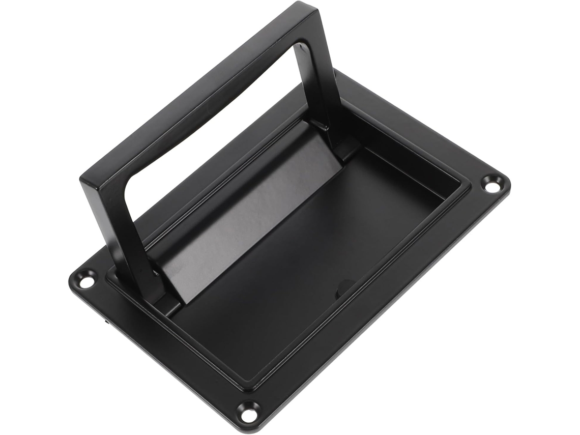 Manilla Plegable Integrada Para Puerta, Fabricada En Aleación De Zinc Negro, Empotrada, Inoxidable Y Silenciosa.