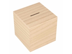 Hucha cuadrada de madera - 8.7 x 8,7 cm