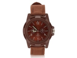 Reloj De Pulsera Electrónico Analógico Militar De Nailon Color Café