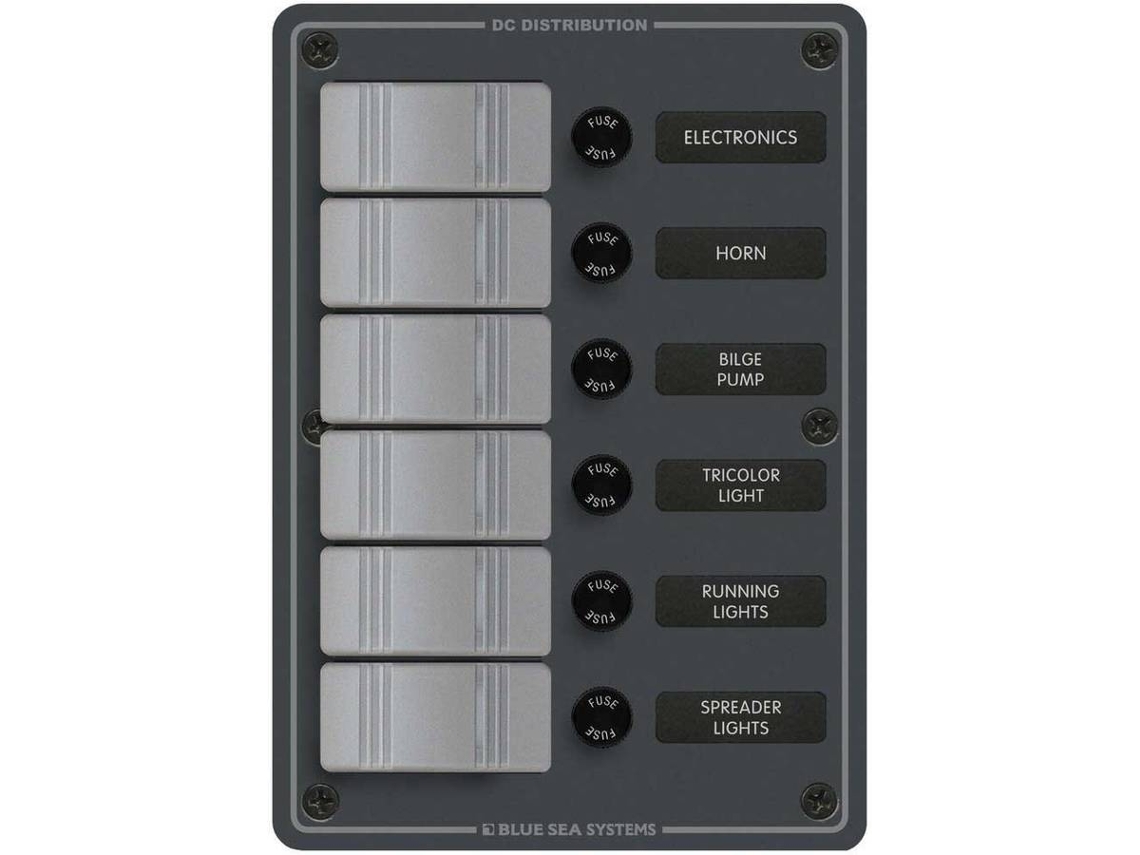Painel BLUE SEA 6 Position Water Resistant Swtich Panel Negro
