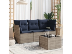 Set De Sofás De Jardín 4 Uds | Juego De Muebles De Jardín Con Cojines Ratán Sintético Gris Wsd897665