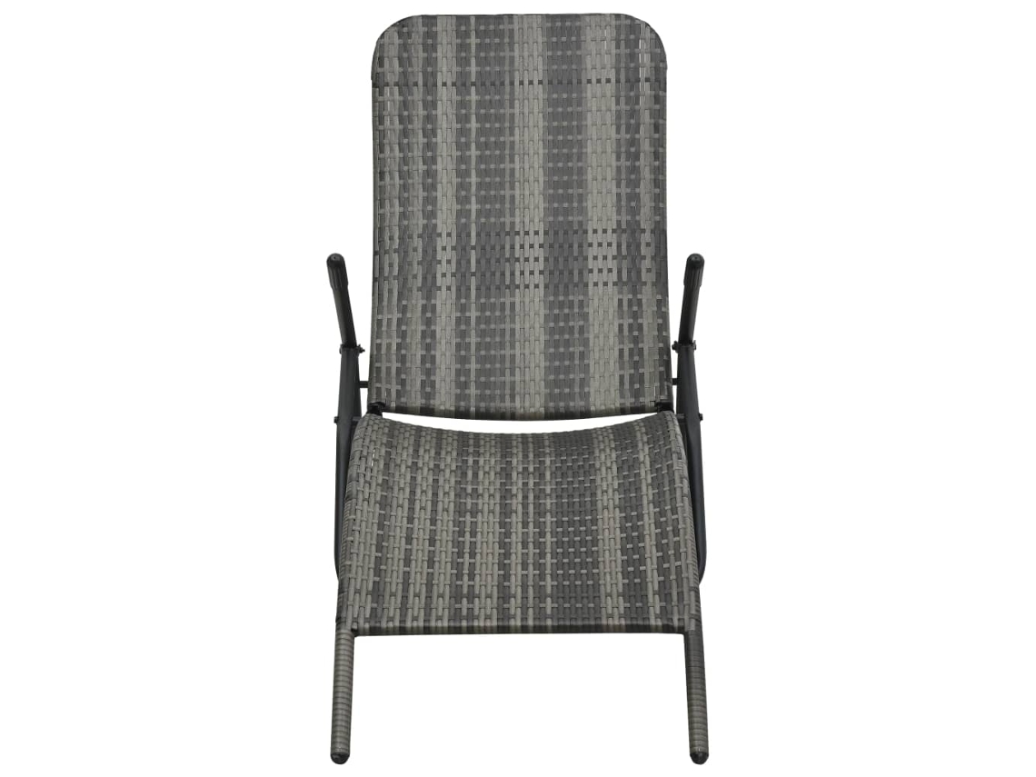 Tumbona plegable Mueble para patio Asiento de jardín de ratán sintético gris