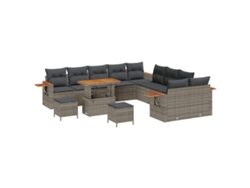 Maison Exclusive - Conjunto de sofás de jardín con cojines, 13 piezas, gris