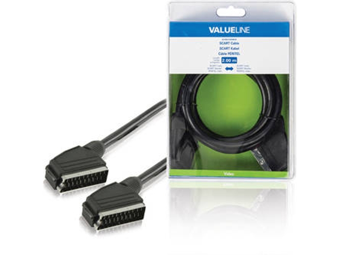 Cable de Video VALUELINE (SCART - 2 m - Negro)