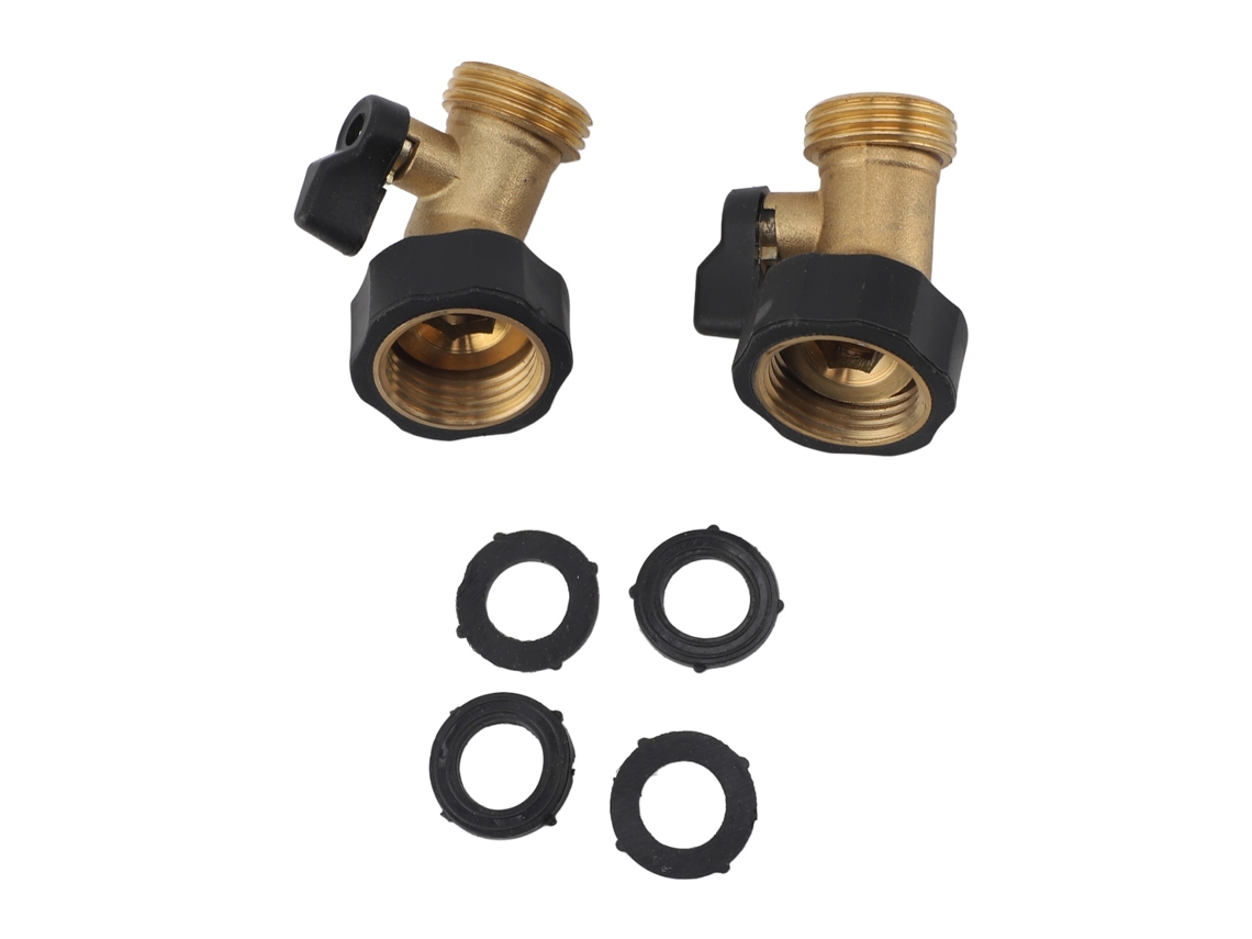 Conector de válvula de cierre para manguera de jardín de 2 piezas con ángulo de 45°, columna flexible de latón.