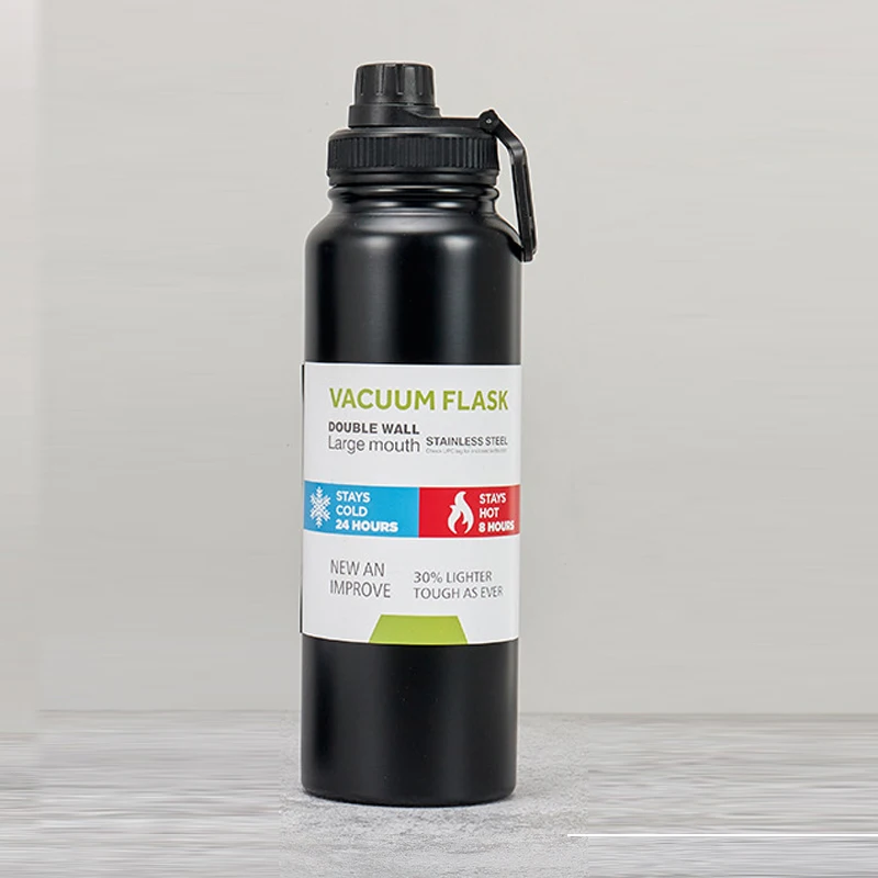 Botella/vaso térmico de acero inoxidable para coche (negro, 600 ml), mantiene la comida caliente y fría, vaso térmico deportivo.
