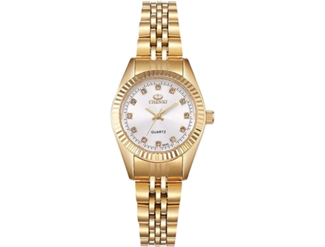 VEANXIN Gold Watch Par de relojes de pulsera de acero inoxidable-Blanco