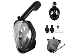 Máscara de buceo integral Hexinyigjly con soporte para cámara extraíble – Apta para niños - Negra